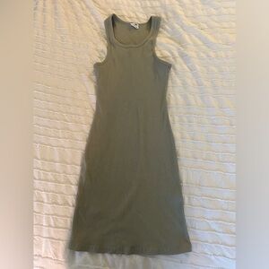 Olive Green Ribbed Dress